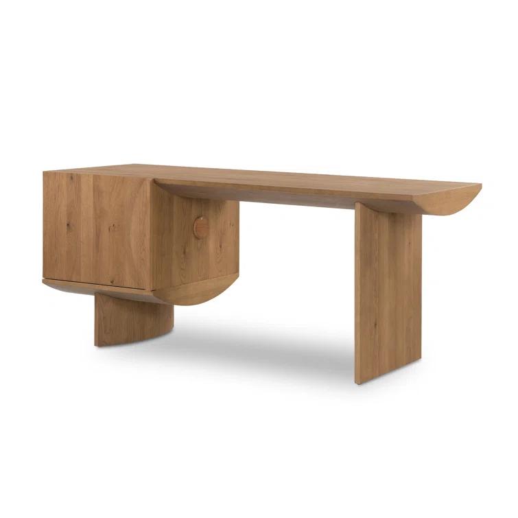 Contemporary Modern Home Office Desk in Warm Grey-Brown Oak Veneer