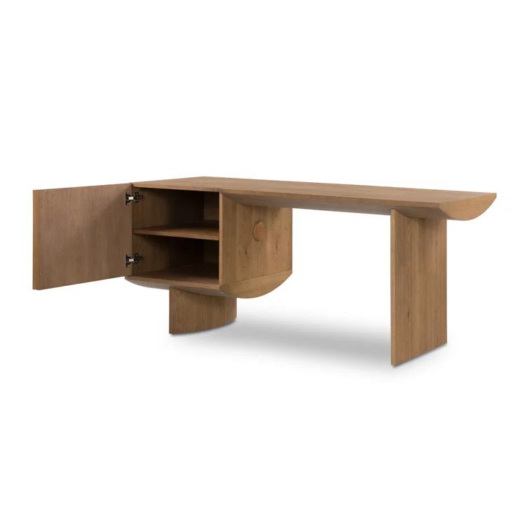Contemporary Modern Home Office Desk in Warm Grey-Brown Oak Veneer