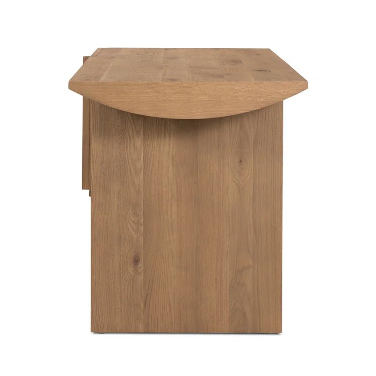 Contemporary Modern Home Office Desk in Warm Grey-Brown Oak Veneer