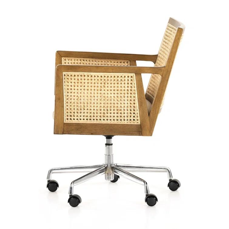 Lisbon Cane Swivel Desk Armchair