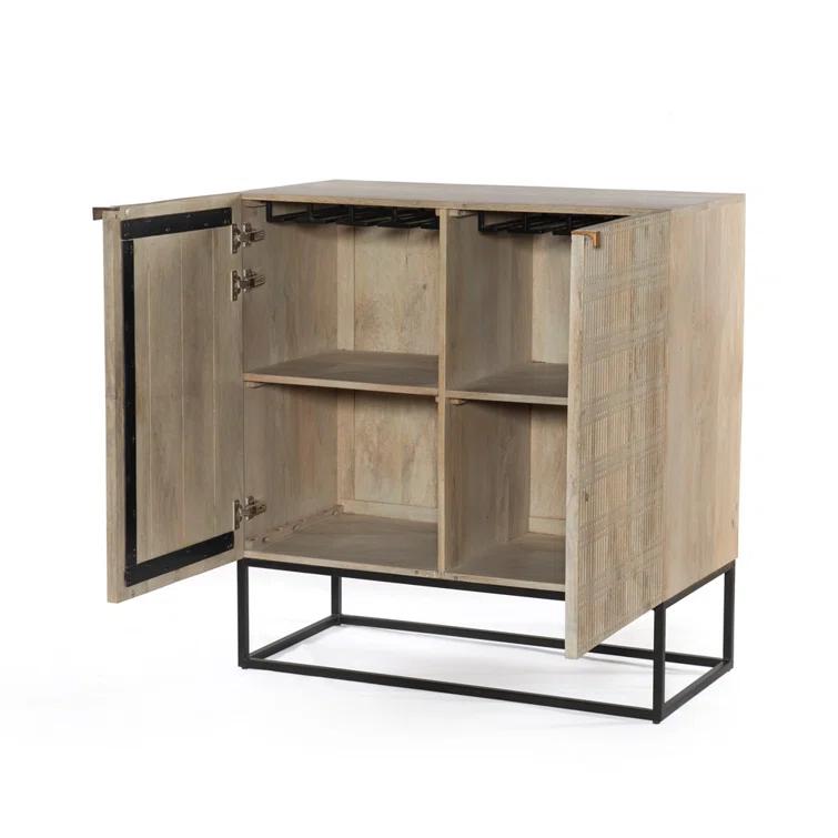 Ivan 69" Light Wash Mango Wood Storage Media Console
