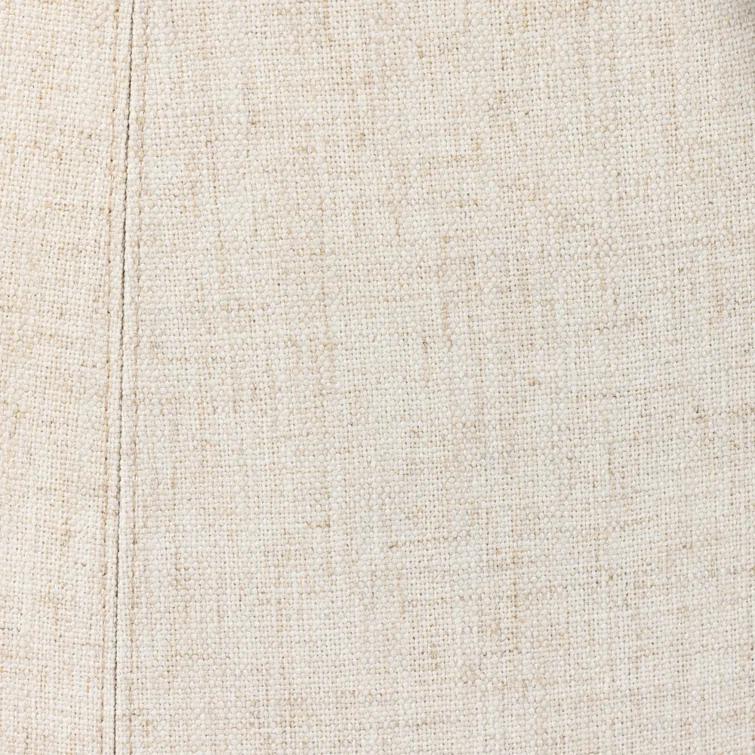 Curved Off-White Linen Upholstered Dining Side Chair