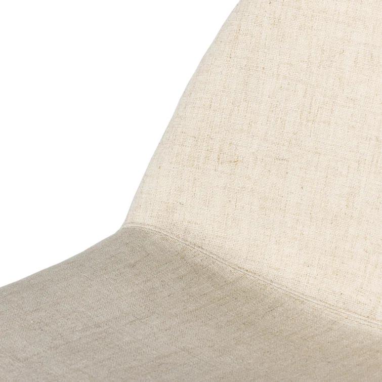 Curved Off-White Linen Upholstered Dining Side Chair