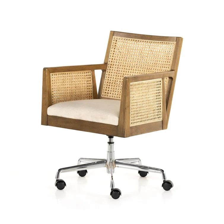 Lisbon Cane Swivel Desk Armchair