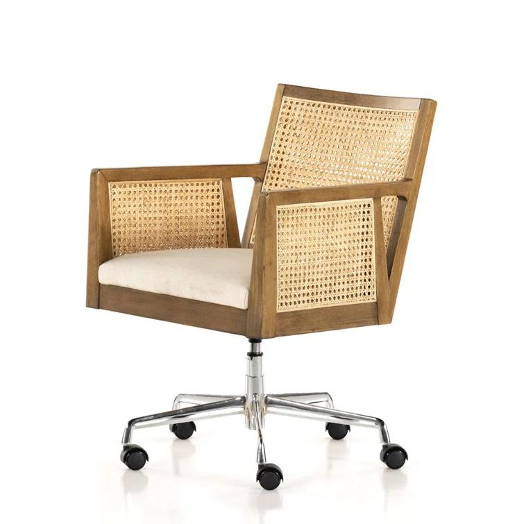 Lisbon Cane Swivel Desk Armchair