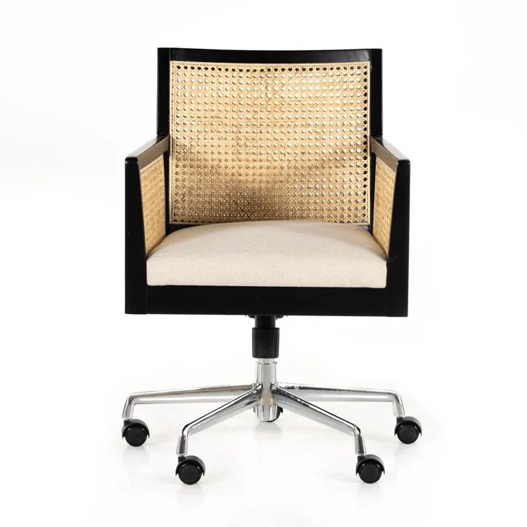 Lisbon Cane Swivel Desk Armchair