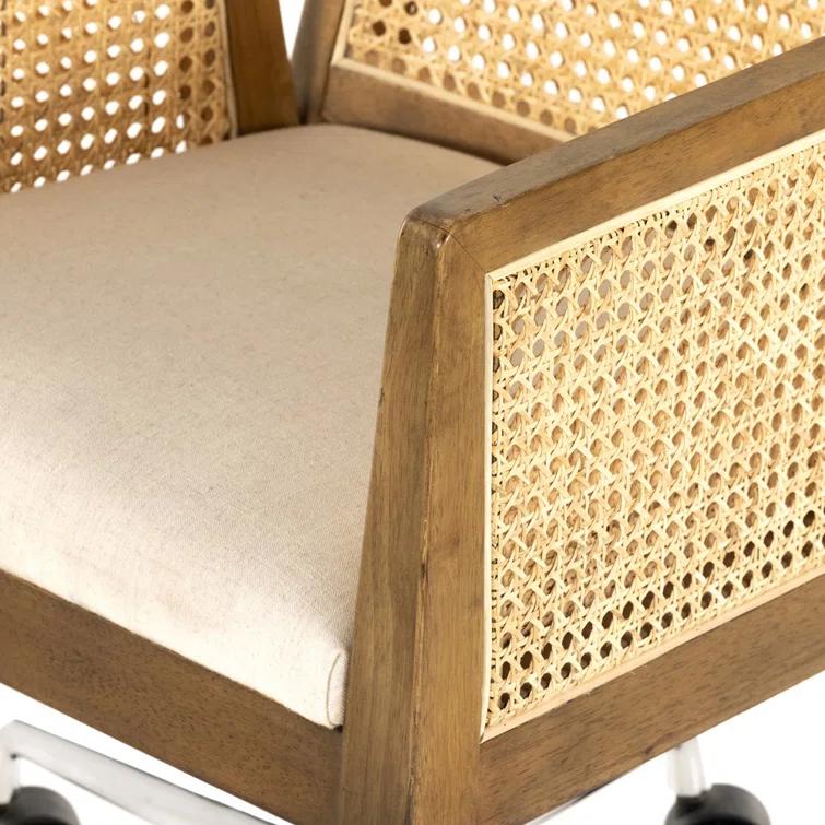 Lisbon Cane Swivel Desk Armchair