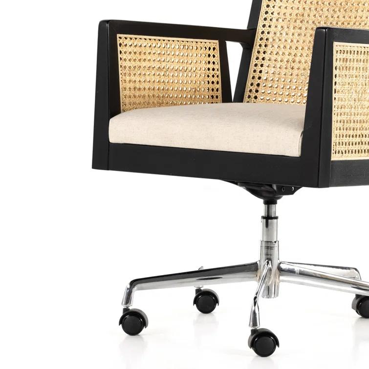 Lisbon Cane Swivel Desk Armchair
