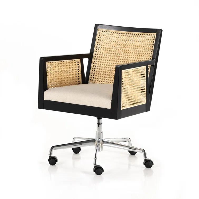 Lisbon Cane Swivel Desk Armchair