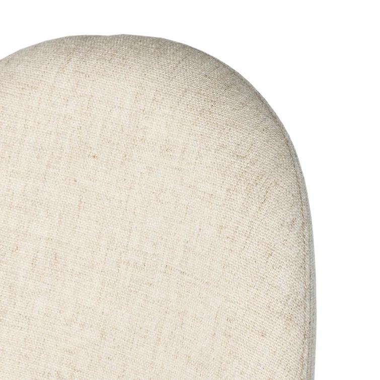 Curved Off-White Linen Upholstered Dining Side Chair