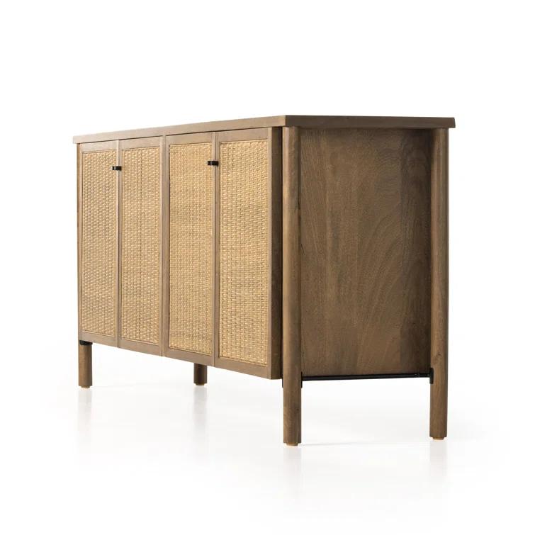 Veta 74" Taupe Cane and Wood Credenza