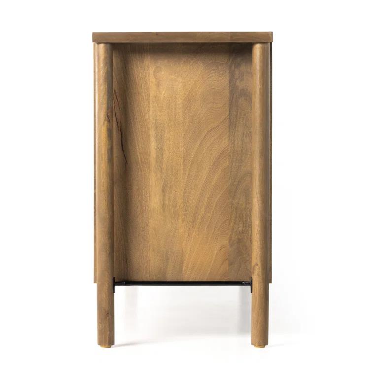Veta 74" Taupe Cane and Wood Credenza
