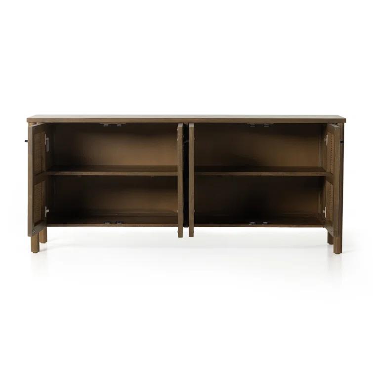 Veta 74" Taupe Cane and Wood Credenza