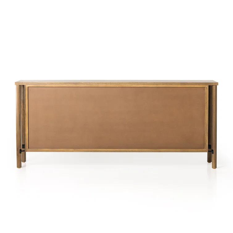 Veta 74" Taupe Cane and Wood Credenza