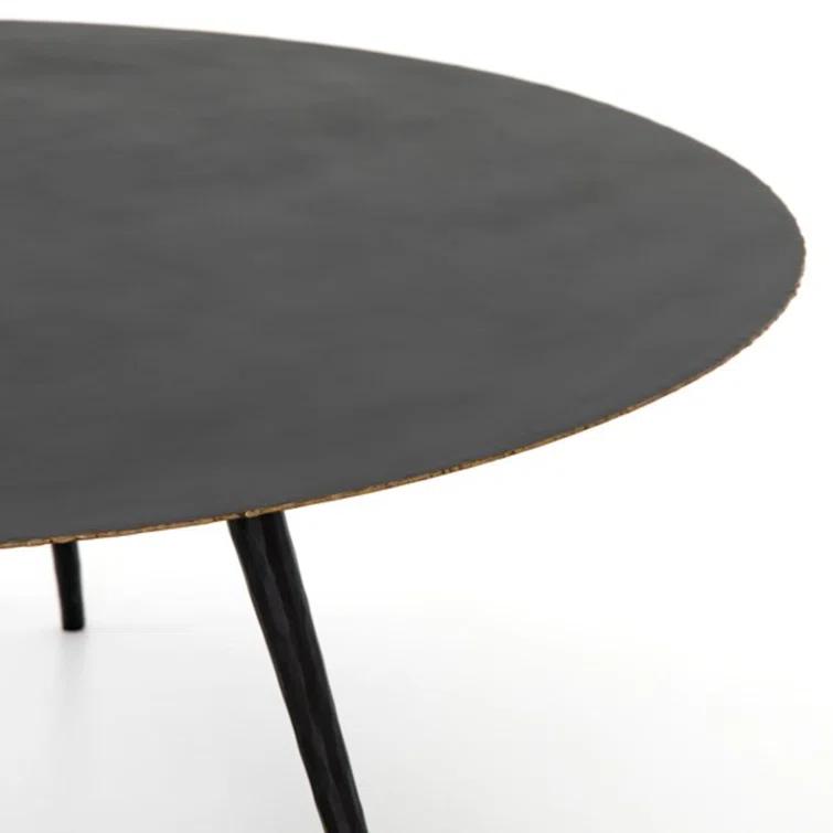 Element Collection 39" Round Black Metal Coffee Table
