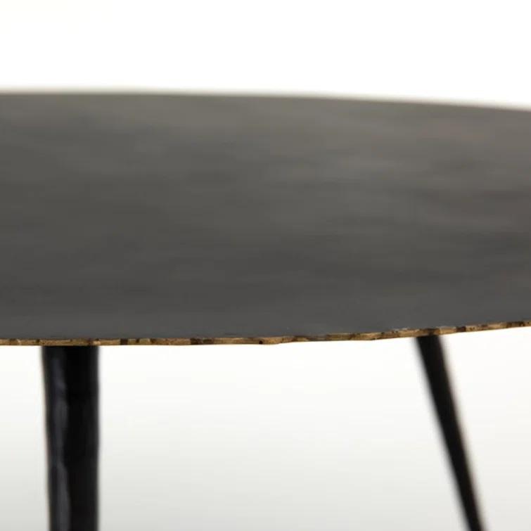 Element Collection 39" Round Black Metal Coffee Table