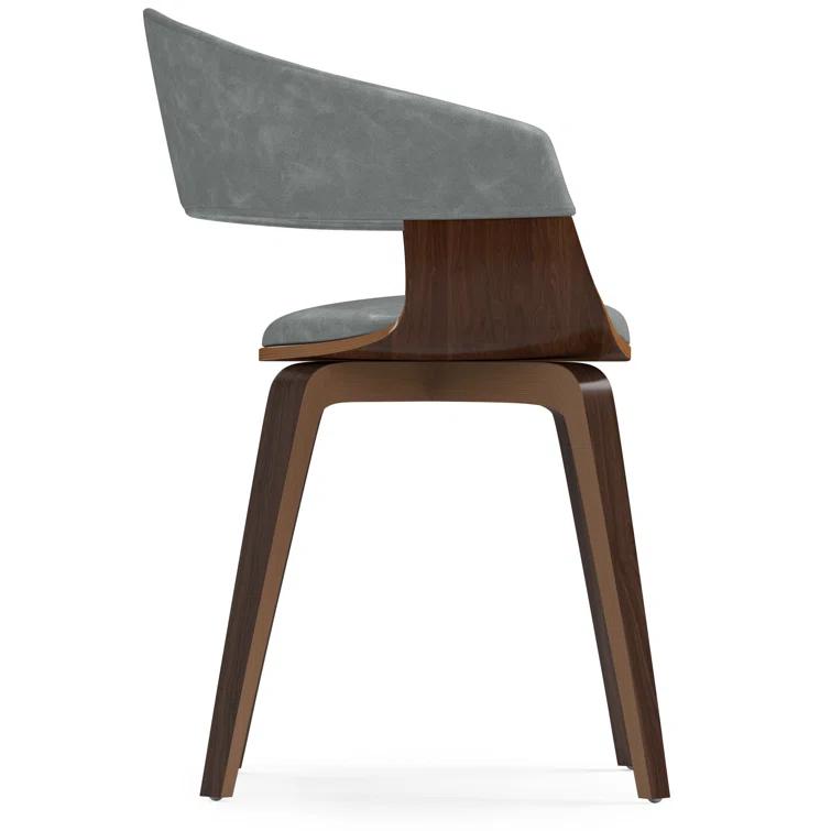 Simpli Home Lowell Bentwood Upholstered Dining Chair with Curved Backrest in Mid-Century Modern Style