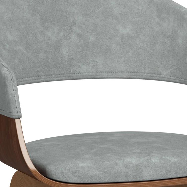 Simpli Home Lowell Bentwood Upholstered Dining Chair with Curved Backrest in Mid-Century Modern Style