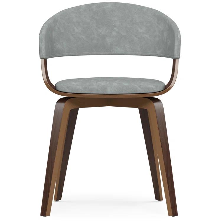 Simpli Home Lowell Bentwood Upholstered Dining Chair with Curved Backrest in Mid-Century Modern Style