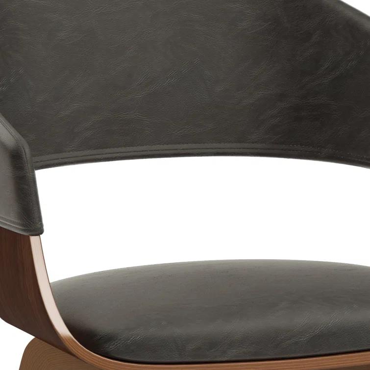 Simpli Home Lowell Bentwood Upholstered Dining Chair with Curved Backrest in Mid-Century Modern Style