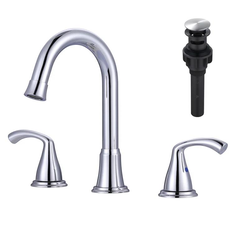 Widespread Bathroom Faucet with Drain Assembly