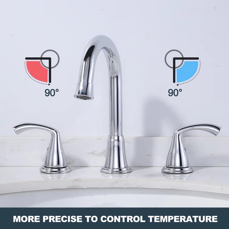 Widespread Bathroom Faucet with Drain Assembly