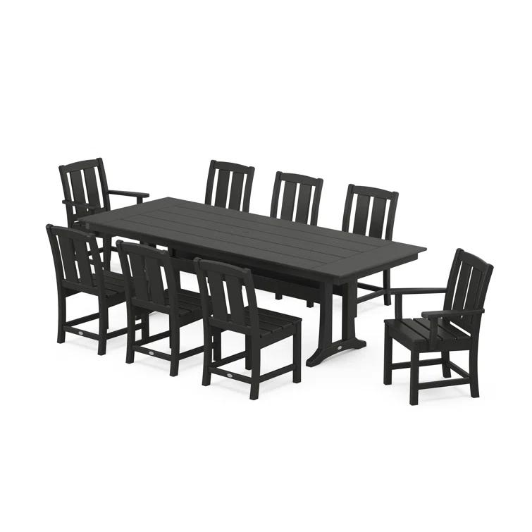 Mission 9-Piece Farmhouse Dining Set with Trestle Legs