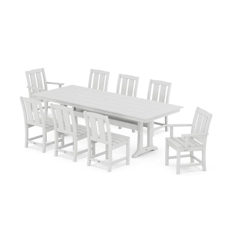 Mission 9-Piece Farmhouse Dining Set with Trestle Legs