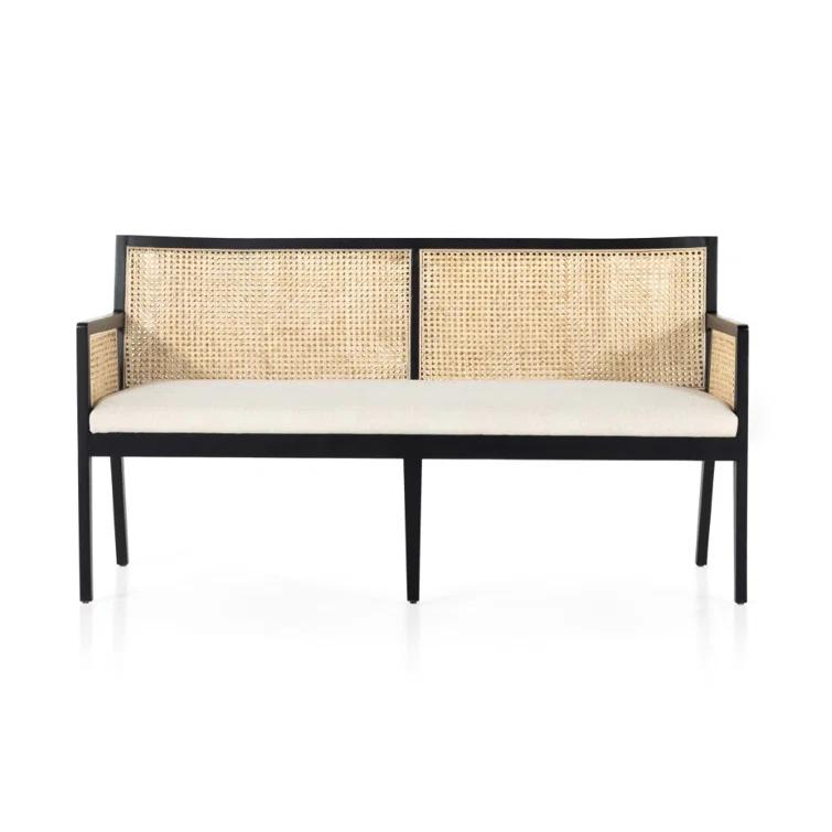 Lisbon Upholstered Cane Dining Bench