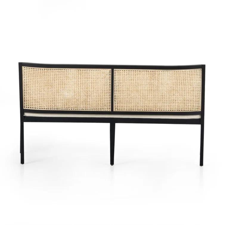 Lisbon Upholstered Cane Dining Bench