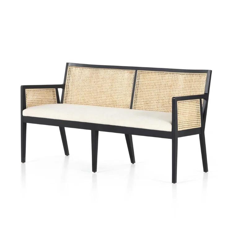 Lisbon Upholstered Cane Dining Bench