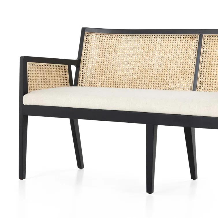 Lisbon Upholstered Cane Dining Bench