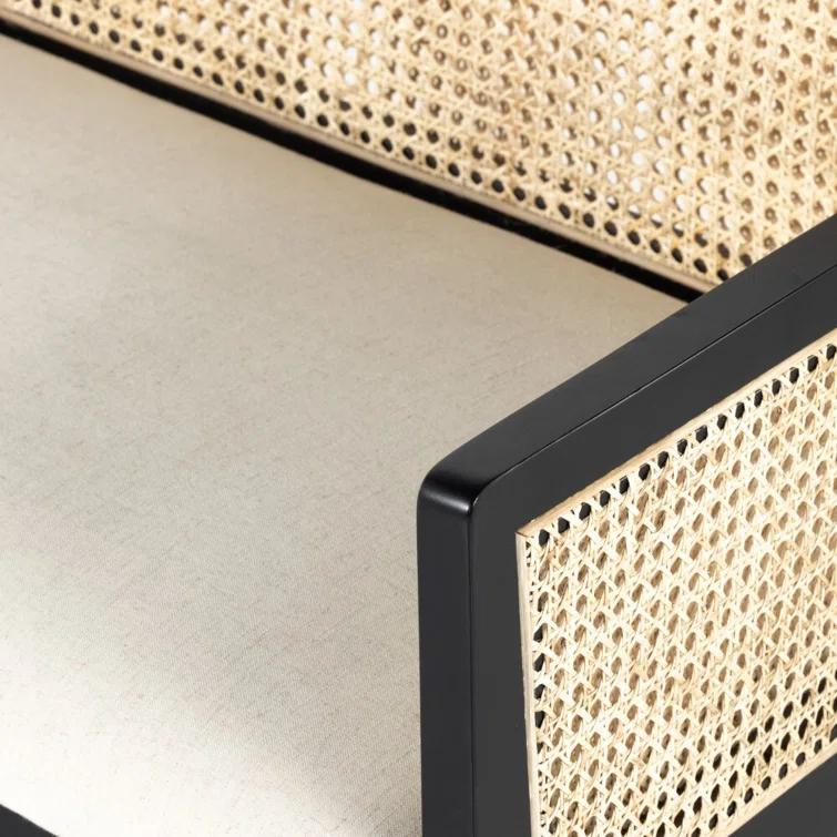 Lisbon Upholstered Cane Dining Bench