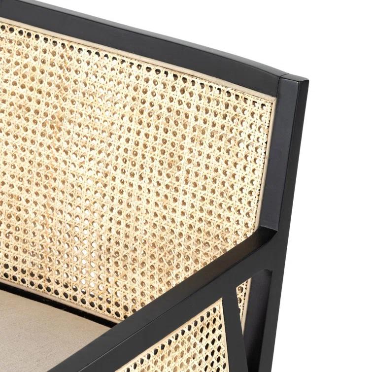 Lisbon Upholstered Cane Dining Bench