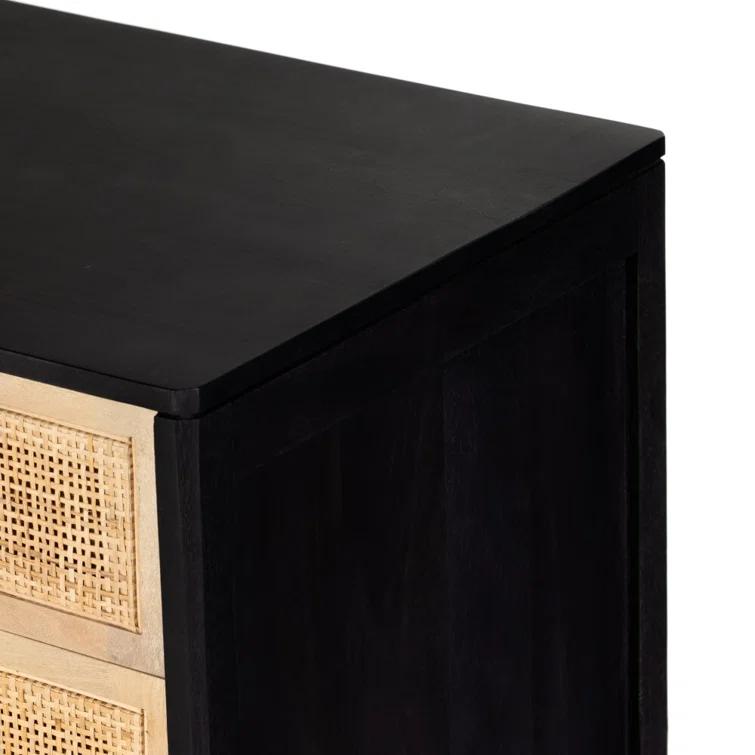 Hannah 3-Drawer Nightstand - Black and Natural