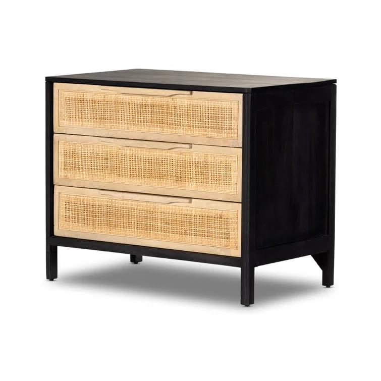 Hannah 3-Drawer Nightstand - Black and Natural