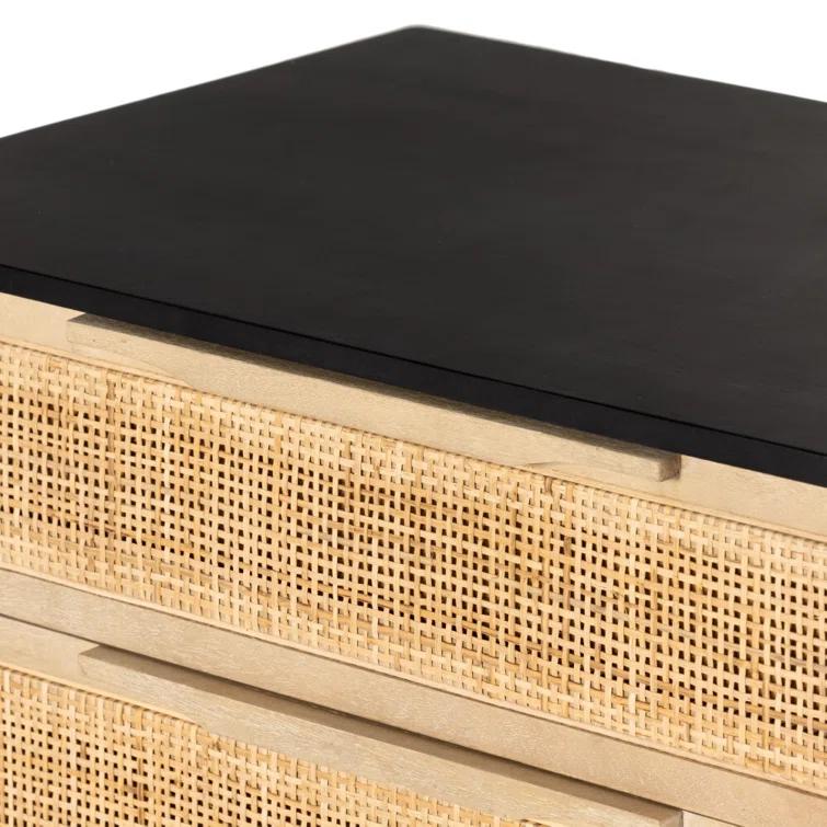 Hannah 3-Drawer Nightstand - Black and Natural