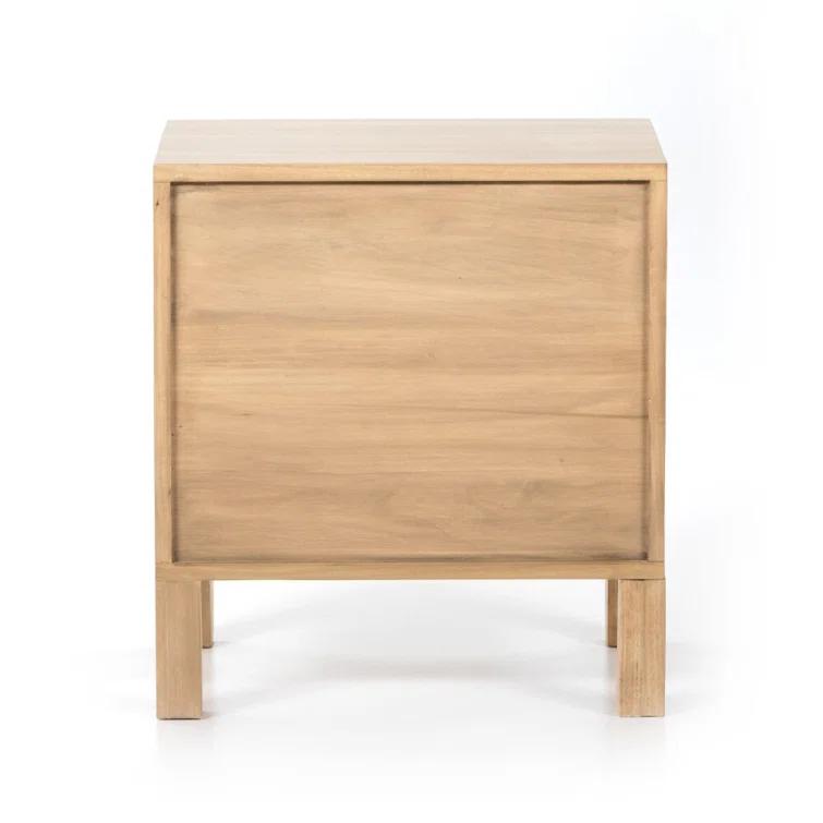 Isador Cubed Nightstand in Dry Wash Poplar with Iron and Leather Accents