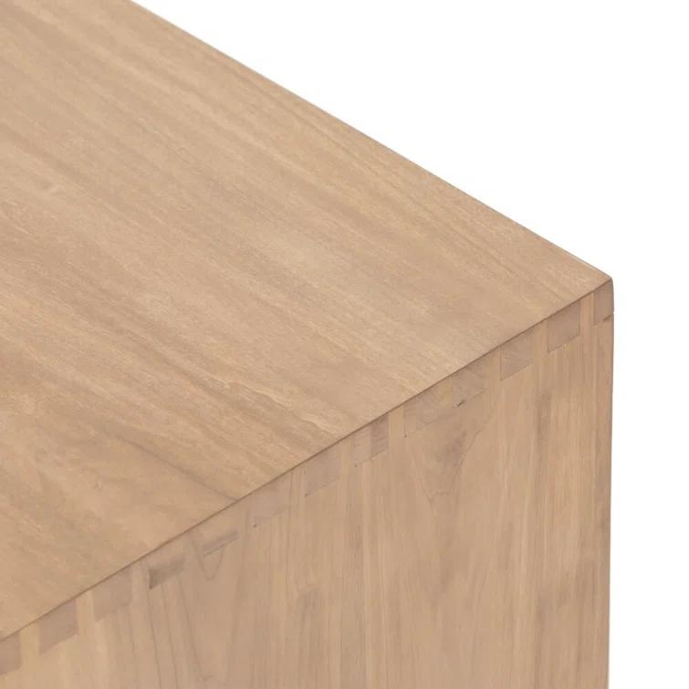 Isador Cubed Nightstand in Dry Wash Poplar with Iron and Leather Accents