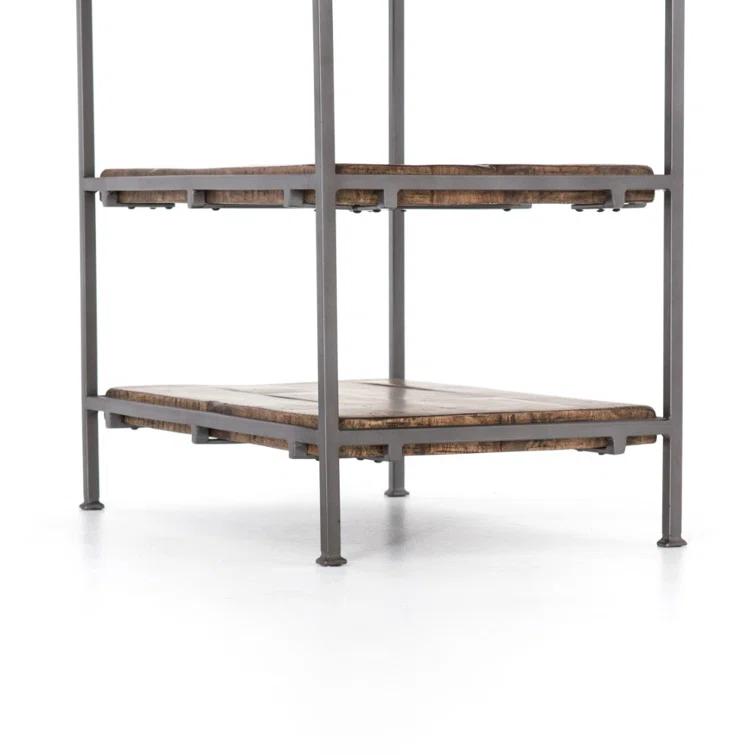 Contemporary Mango Wood 3-Drawer Nightstand in Weathered Hickory