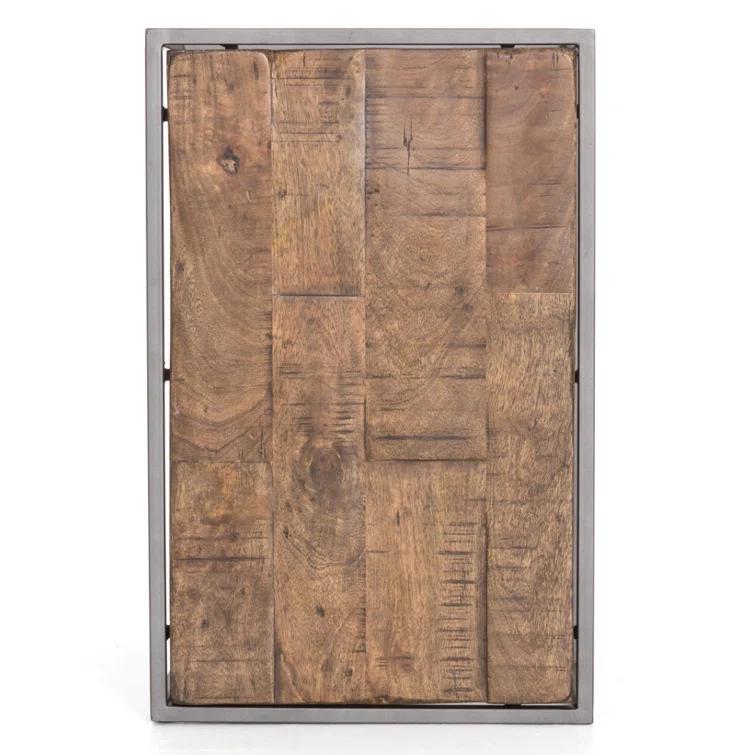Contemporary Mango Wood 3-Drawer Nightstand in Weathered Hickory