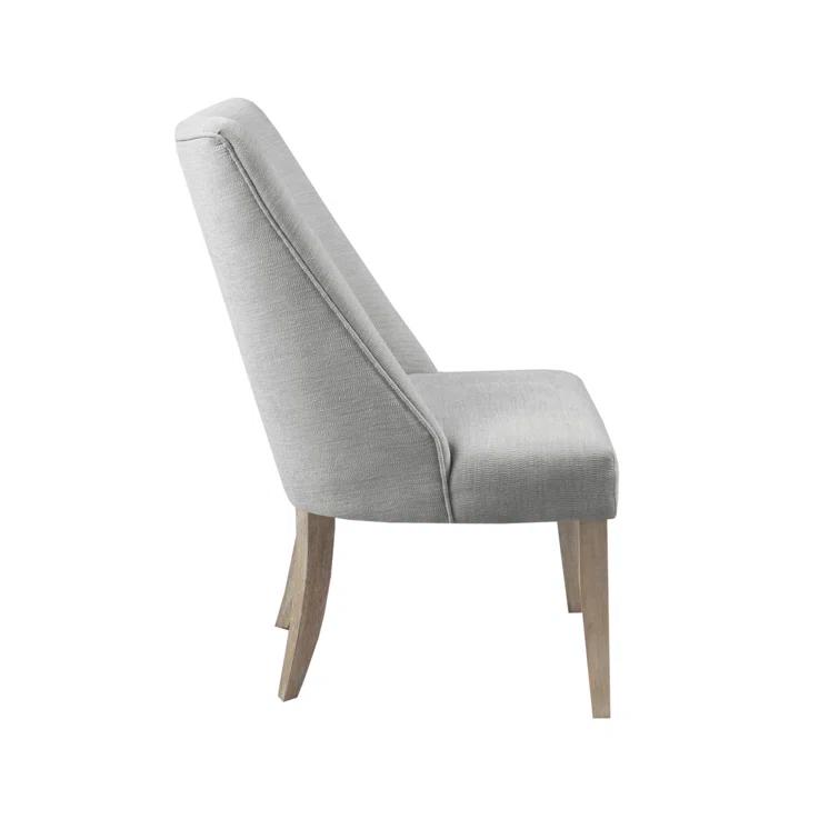 Martha Stewart Winfield Upholstered Dining Chairs – Curved Back, Distressed Wood Legs, Farmhouse Style