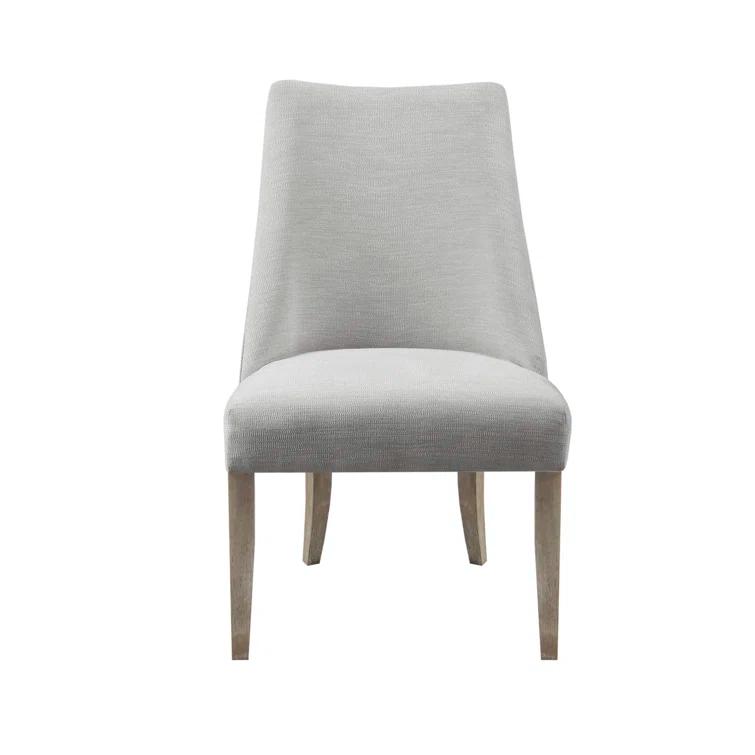 Martha Stewart Winfield Upholstered Dining Chairs – Curved Back, Distressed Wood Legs, Farmhouse Style