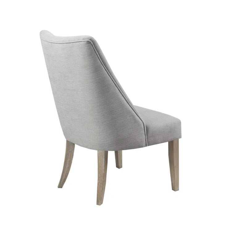 Martha Stewart Winfield Upholstered Dining Chairs – Curved Back, Distressed Wood Legs, Farmhouse Style