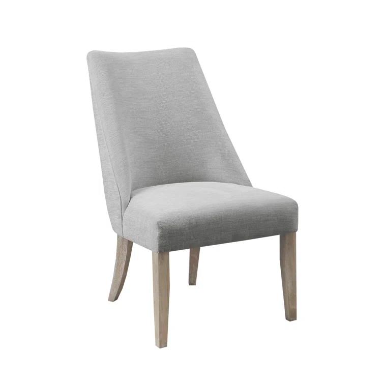 Martha Stewart Winfield Upholstered Dining Chairs – Curved Back, Distressed Wood Legs, Farmhouse Style
