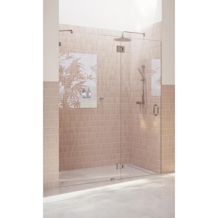 Halo 62 in. x 78 in. Frameless Glass Hinge Shower Door