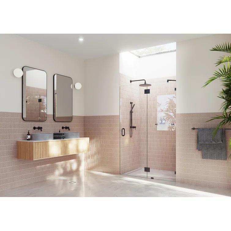 Glass Warehouse Halo 53.5 in. x 78 in. Frameless Glass Hinge Shower Door GW-GH-53-5-MB