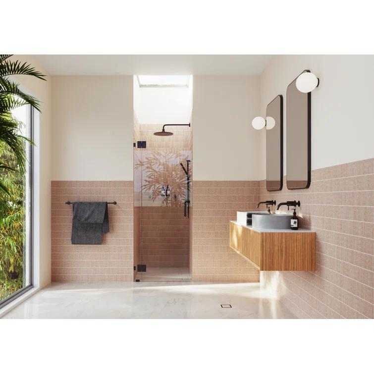 Halo 34 in. x 78 in. Frameless Glass Hinge Shower Door