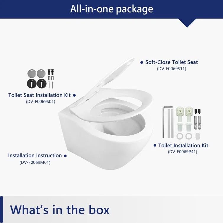 Liberty 1.6 GPF Elongated Wall Hung Toilets (Seat Included)