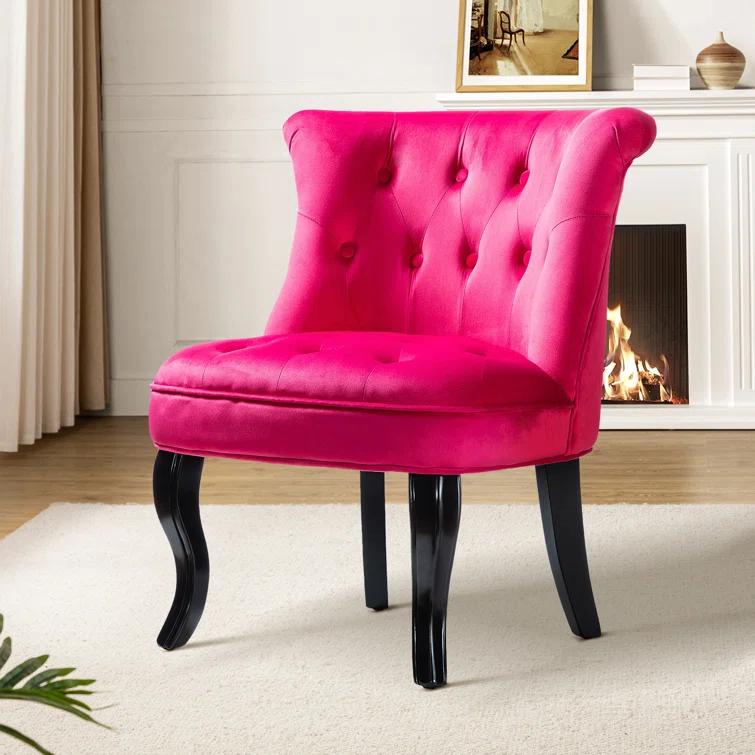 Grenier Traditional Velvet Upholstered Wingback Side Chair with Button-Tufted